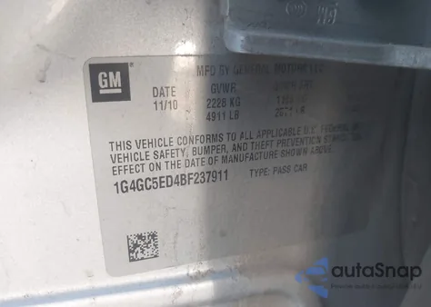 2011 Buick Lacrosse Cxl из США, поврежденный, VIN 1G4GC5ED4BF237911